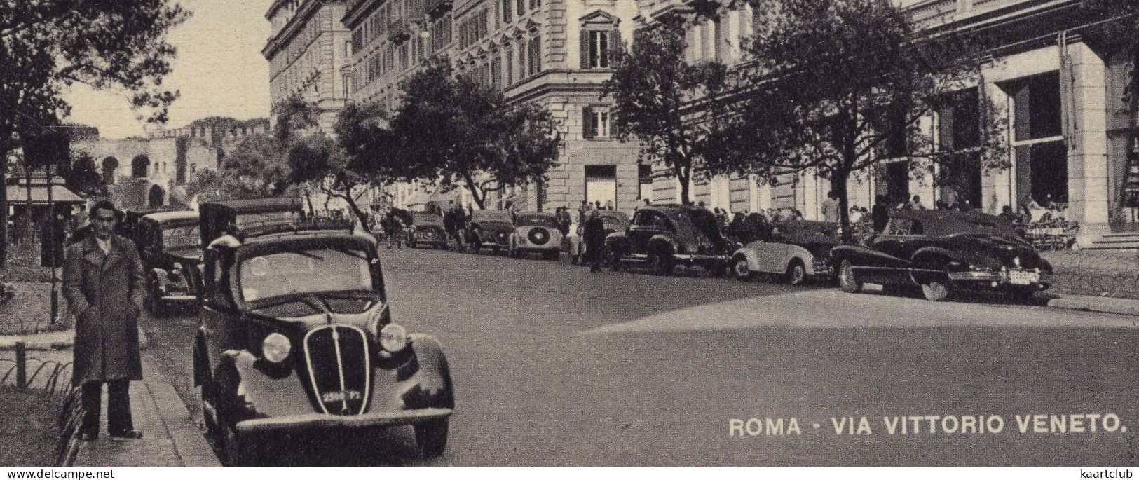 Roma: FIAT 1100 BALILLA, BUICK 50 CONVERTIBLE, LANCIA APRILIA - Via Vittorio Veneto - (Italia) - Passenger Cars