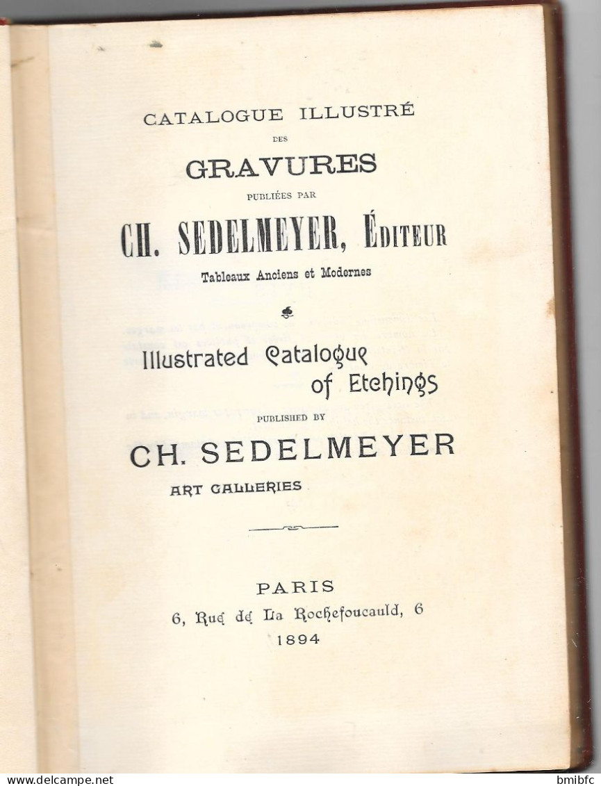 1894 - Catalogue Illustré Des GRAVURES Publiées Par Ch. Sedelmeyer Editeur  - Tableaux Anciens Et Modernes - 1801-1900