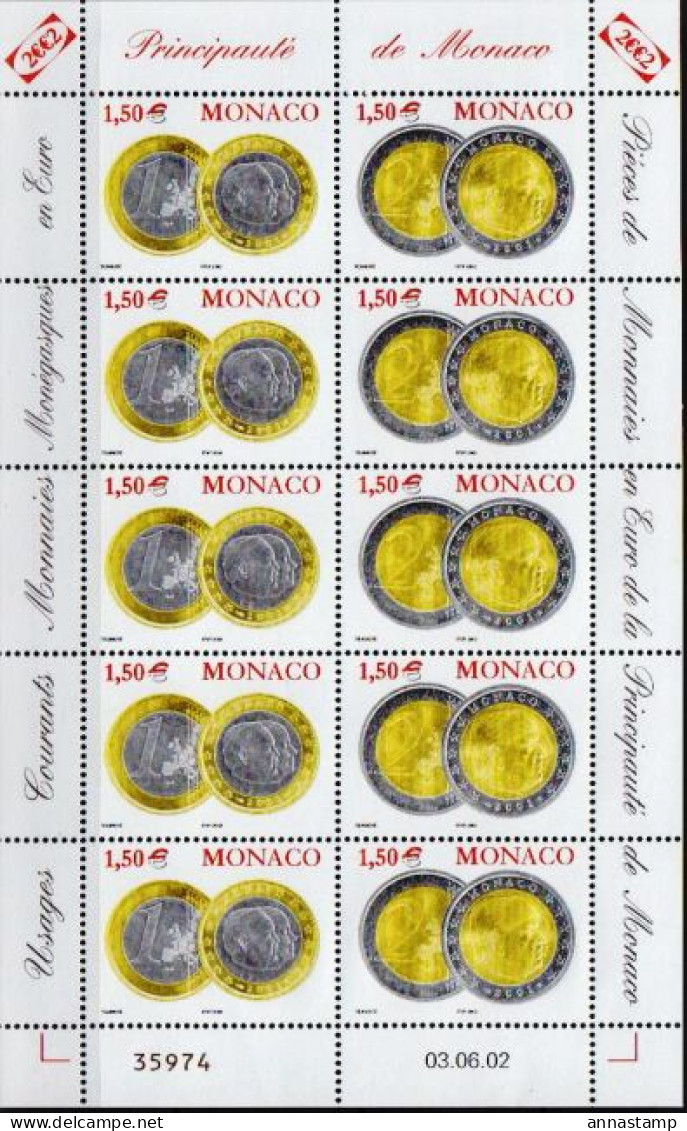 Monaco 2 MNH Minisheets - Monnaies