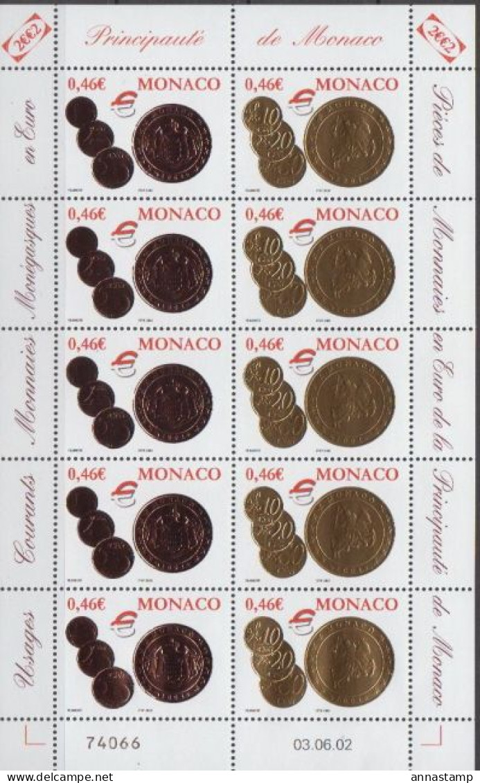 Monaco 2 MNH Minisheets - Monete