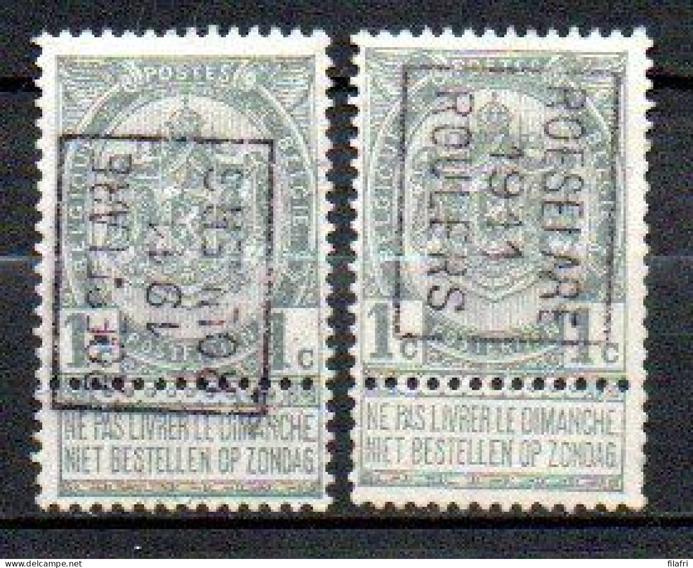 1577 Voorafstempeling Op Nr 53 - ROESELARE 1911 ROULERS - Positie A & B - Rollenmarken 1910-19