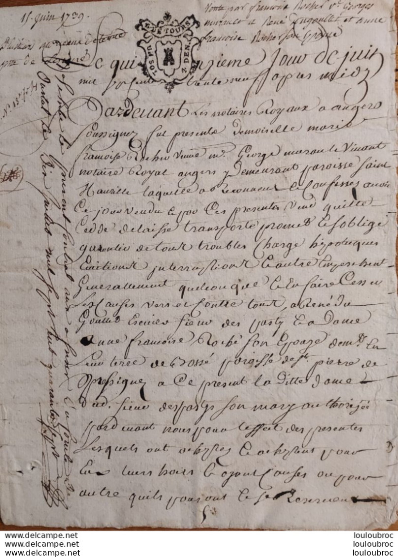 GENERALITE DE 1739  DE TOURS DE 4 PAGES - Cachets Généralité