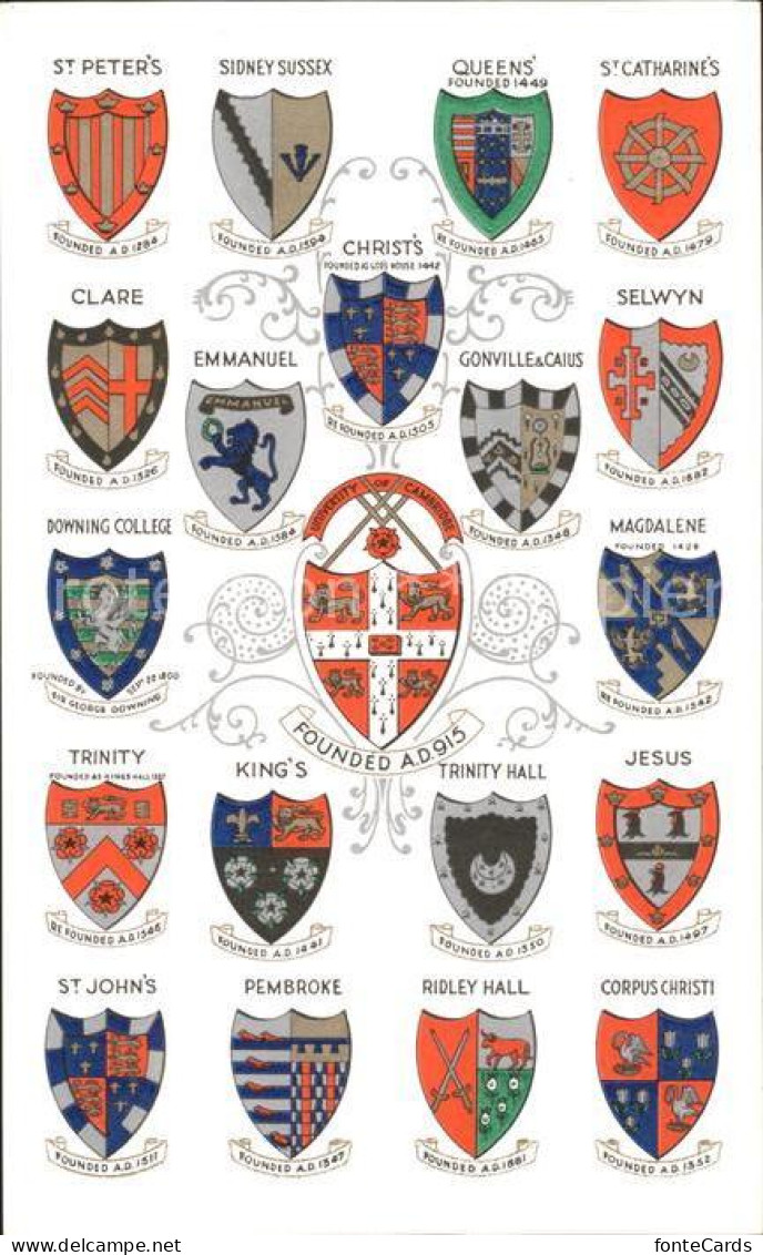 11775006 Cambridge Cambridgeshire University Colleges Wappen Cambridge Cambridge - Autres & Non Classés
