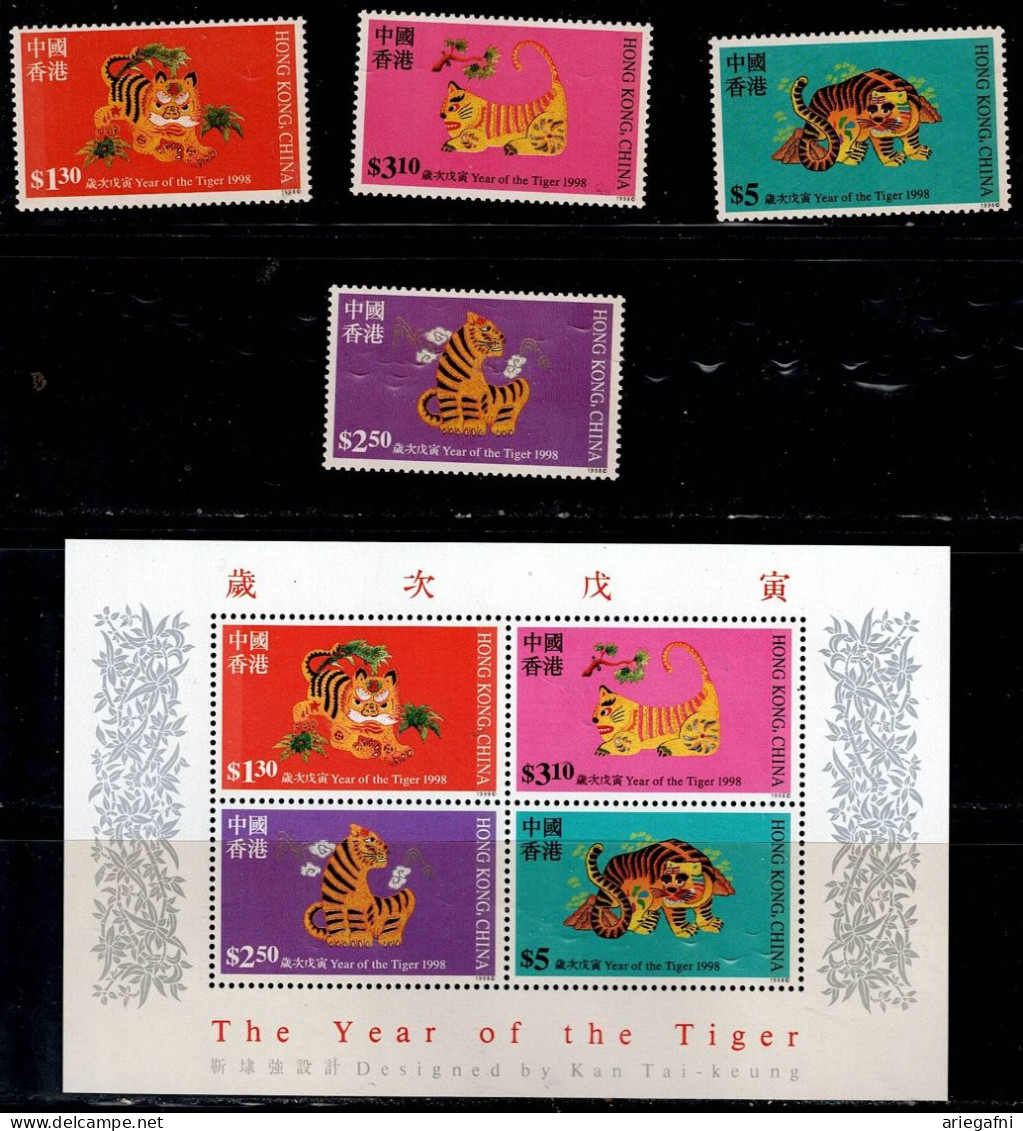 HONG KONG 1998 CHINESE NEW YEAR YEAR OF THE TIGER MI No 834-7+BLOCK 57 MNH VF!! - Unused Stamps
