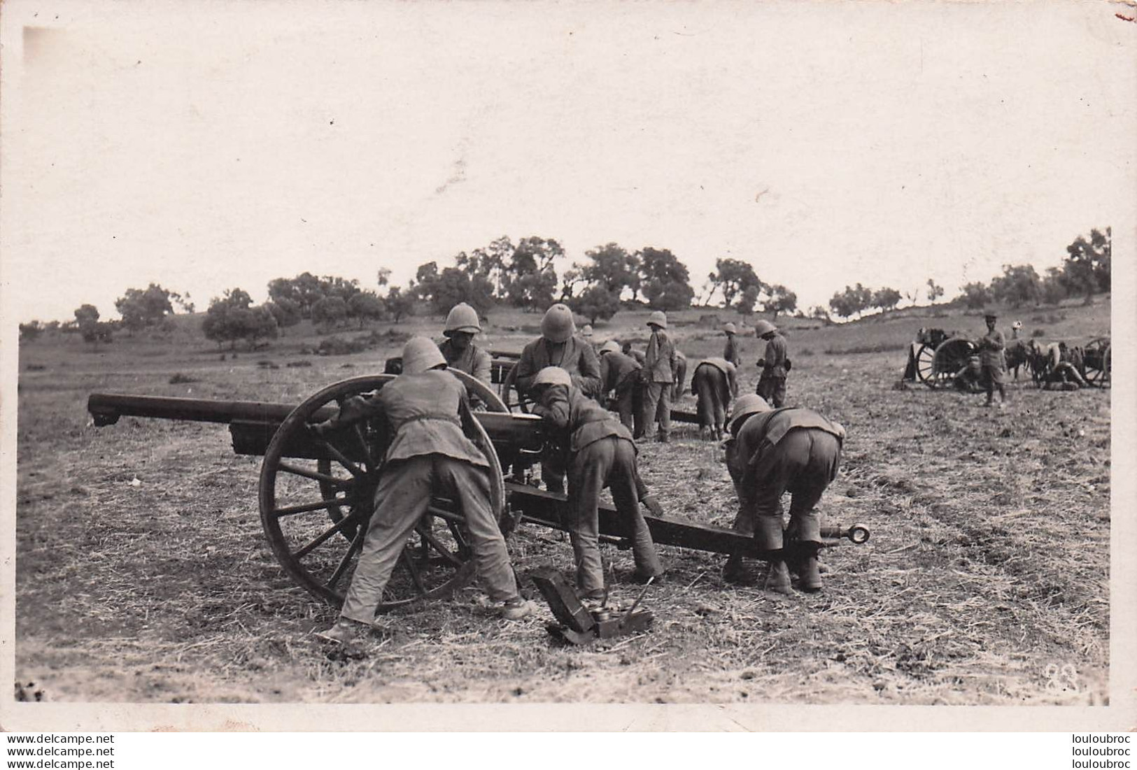 CARTE PHOTO MISE EN POSITION D'UN CANON DE 75 A OUAZZANE MAROC PHOTO COUTANSON CASABLANCA - Material