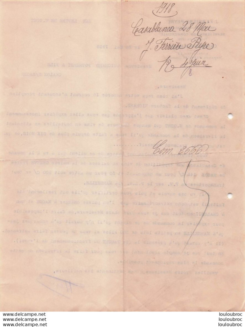 CASABLANCA 1918 J. FERRIERE PEYRE IMPORTATION EXPORTATION R4 - 1900 – 1949