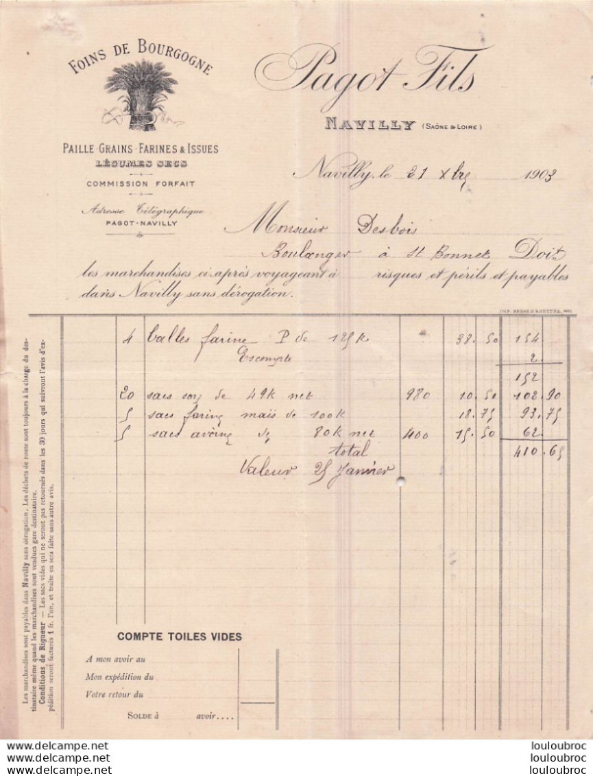 NAVILLY 21/10/1903 PAGOT FILS MOULINS A CYLINDRES A VAPEUR - 1900 – 1949