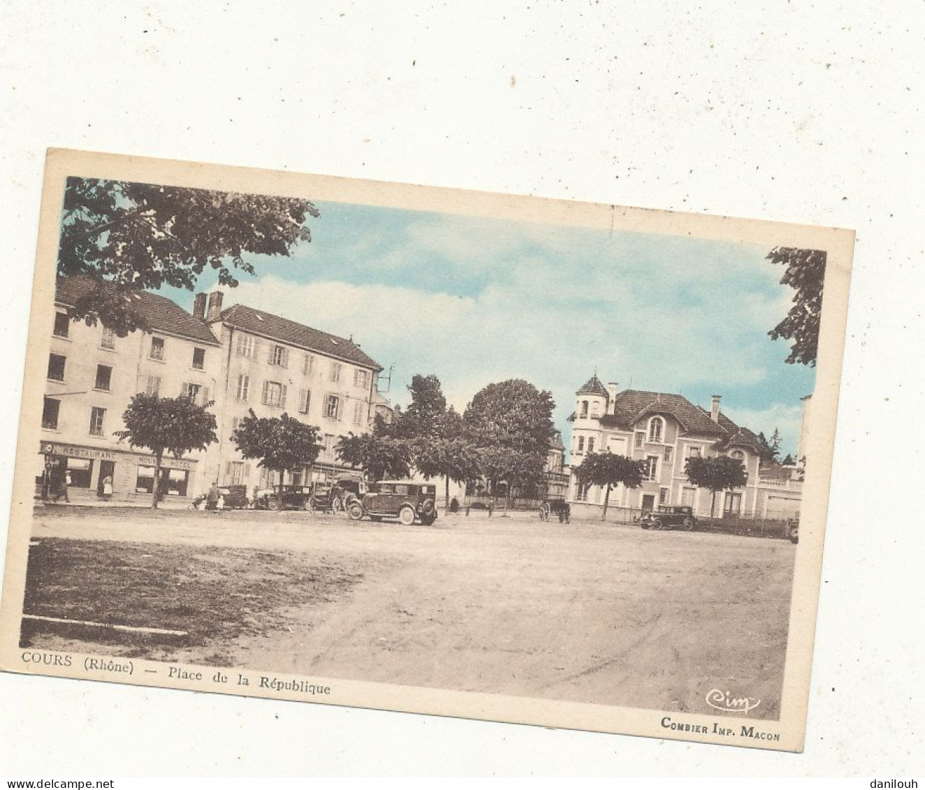 69 // COURS    Place De La République   Edit Comier / Colorisée / Automobile / Restaurant Nouvel Hotel - Cours-la-Ville