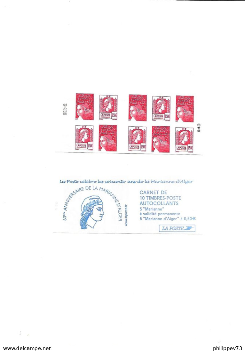 Carnet Timbres à Composition Variable " Les Soixante Ans De La Marianne D'Alger  " Autoadhésifs N° 1512  N** Année 2004 - Modern : 1959-…