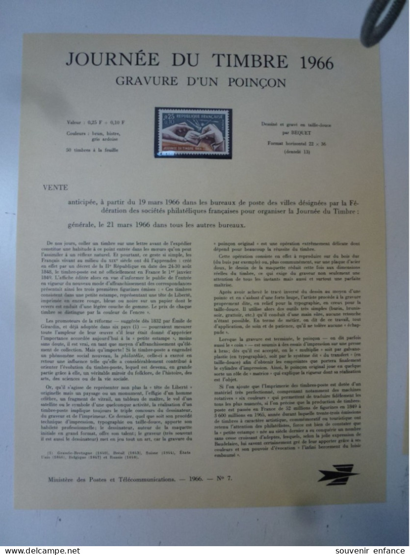 Ministère Des Postes Journée Du Timbre  1966 - Documents Of Postal Services