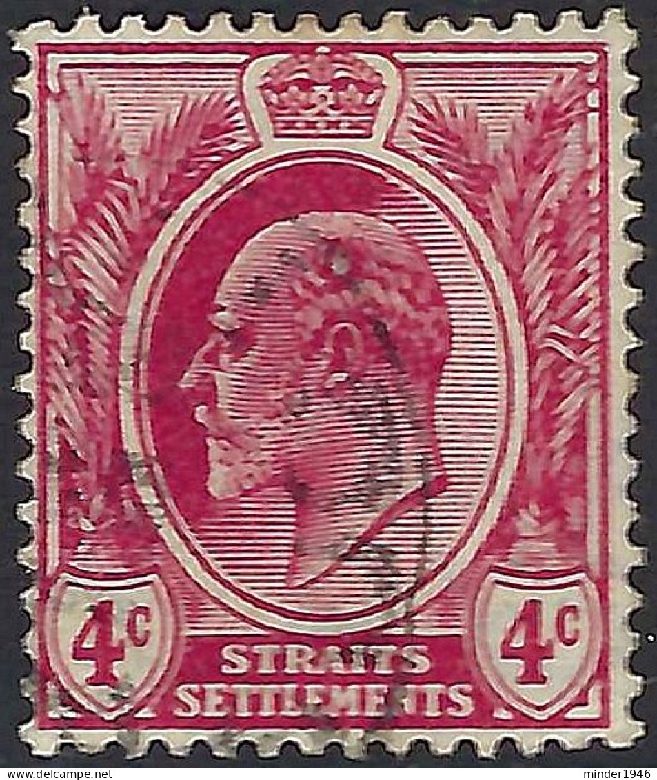 MALAYA STRAITS SETTLEMENTS 1911 KEDVII 4c Claret SG156 FU - Straits Settlements