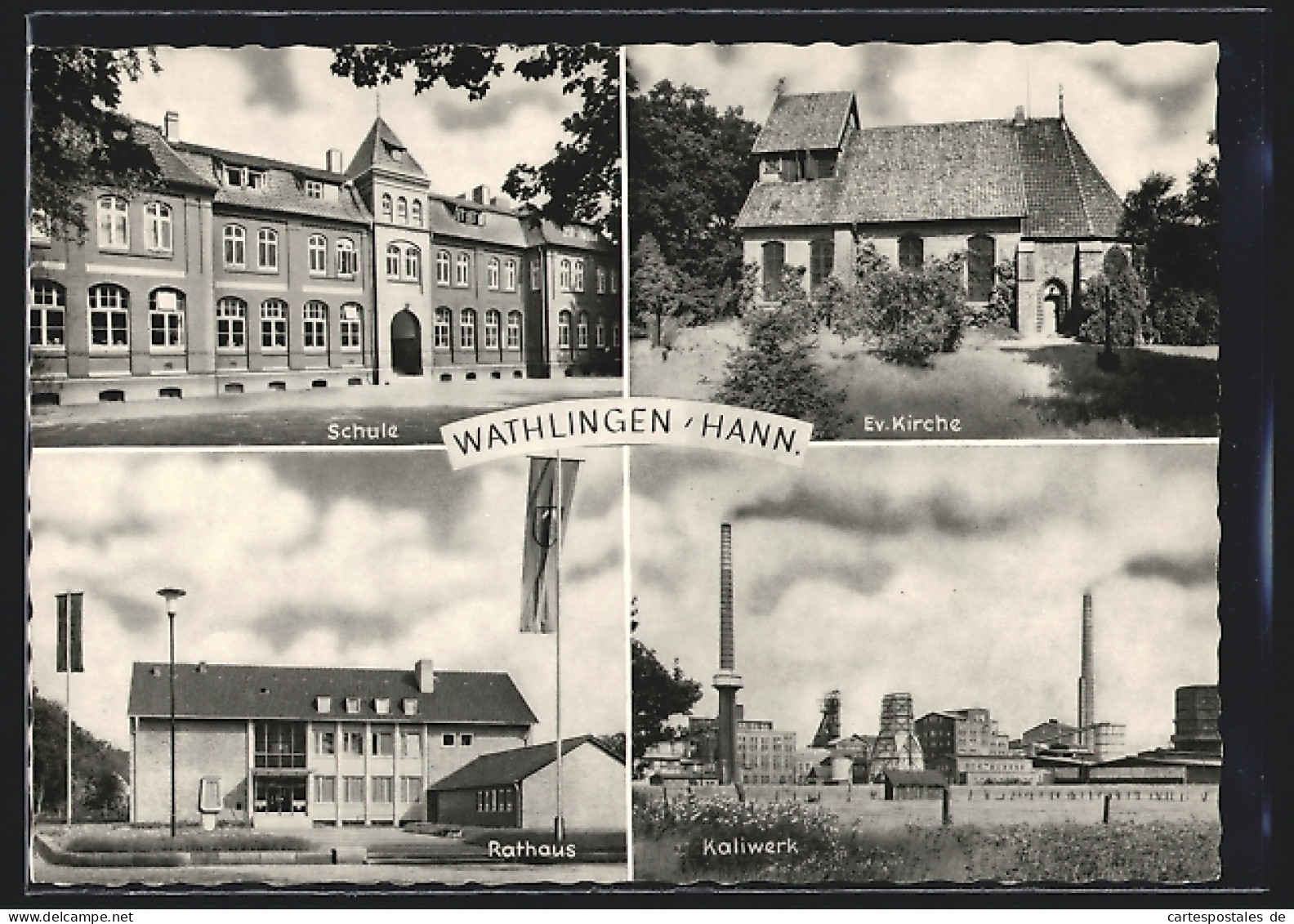 AK Wathlingen, Schule, Ev. Kirche, Rathaus, Kaliwerk  - Bergbau