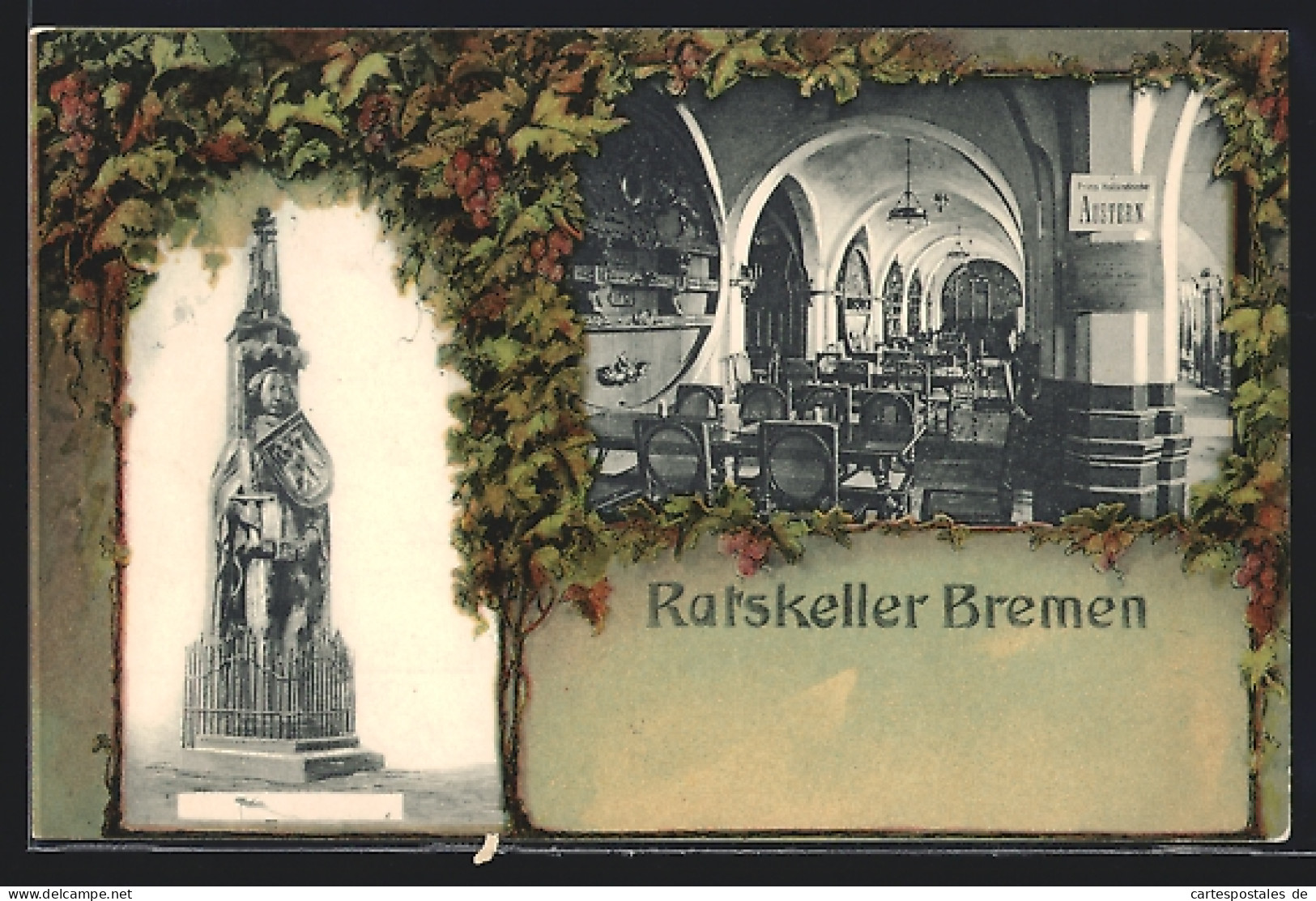 AK Bremen, Gasthaus Ratskeller Bremen In Der Innenansicht Und Denkmal  - Bremen
