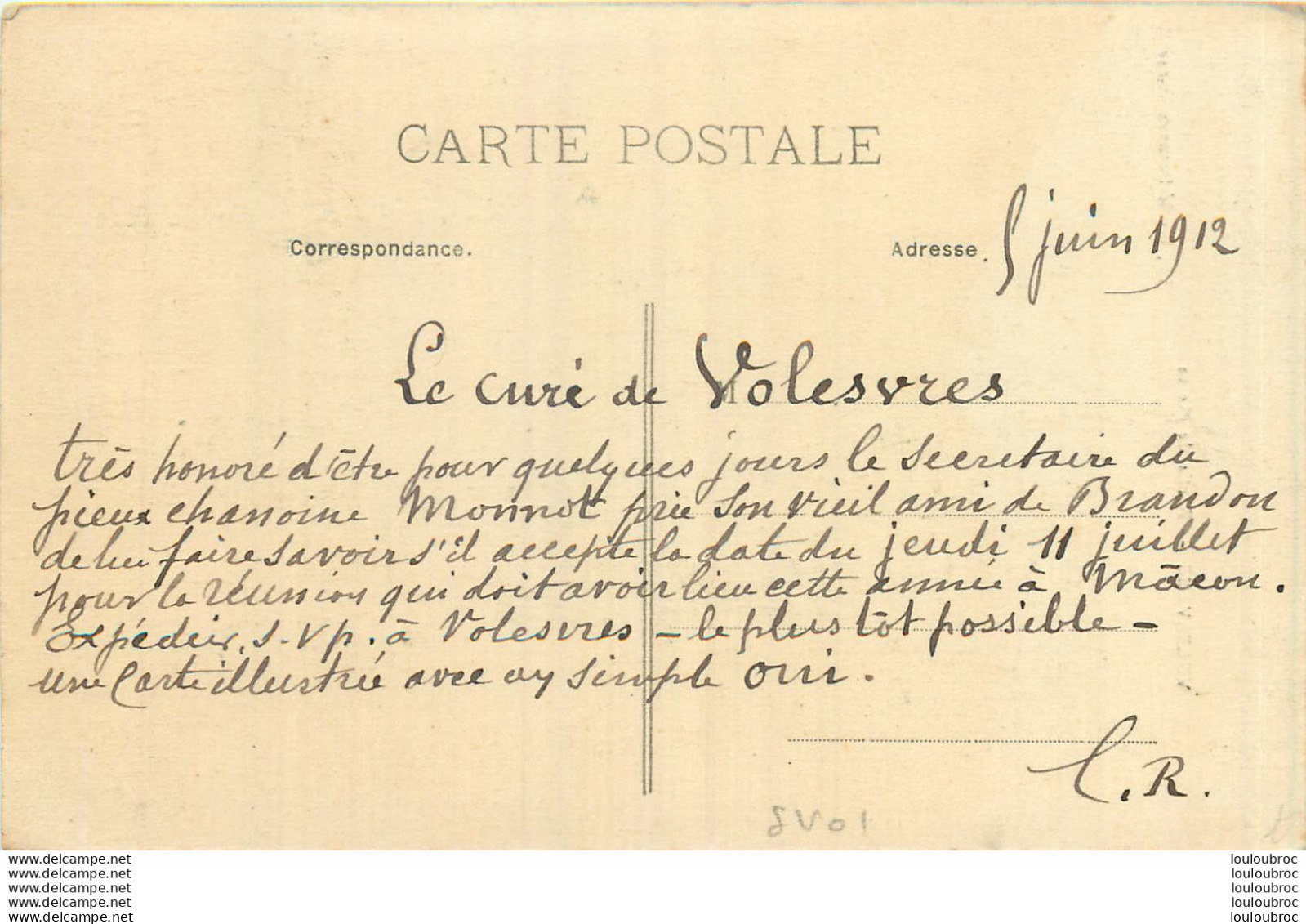 VOLESVRES 1912 SORTIE DE MESSE TEXTE AU VERSO DU SECRETAIRE DU CHANOINE MONNOT - Altri & Non Classificati