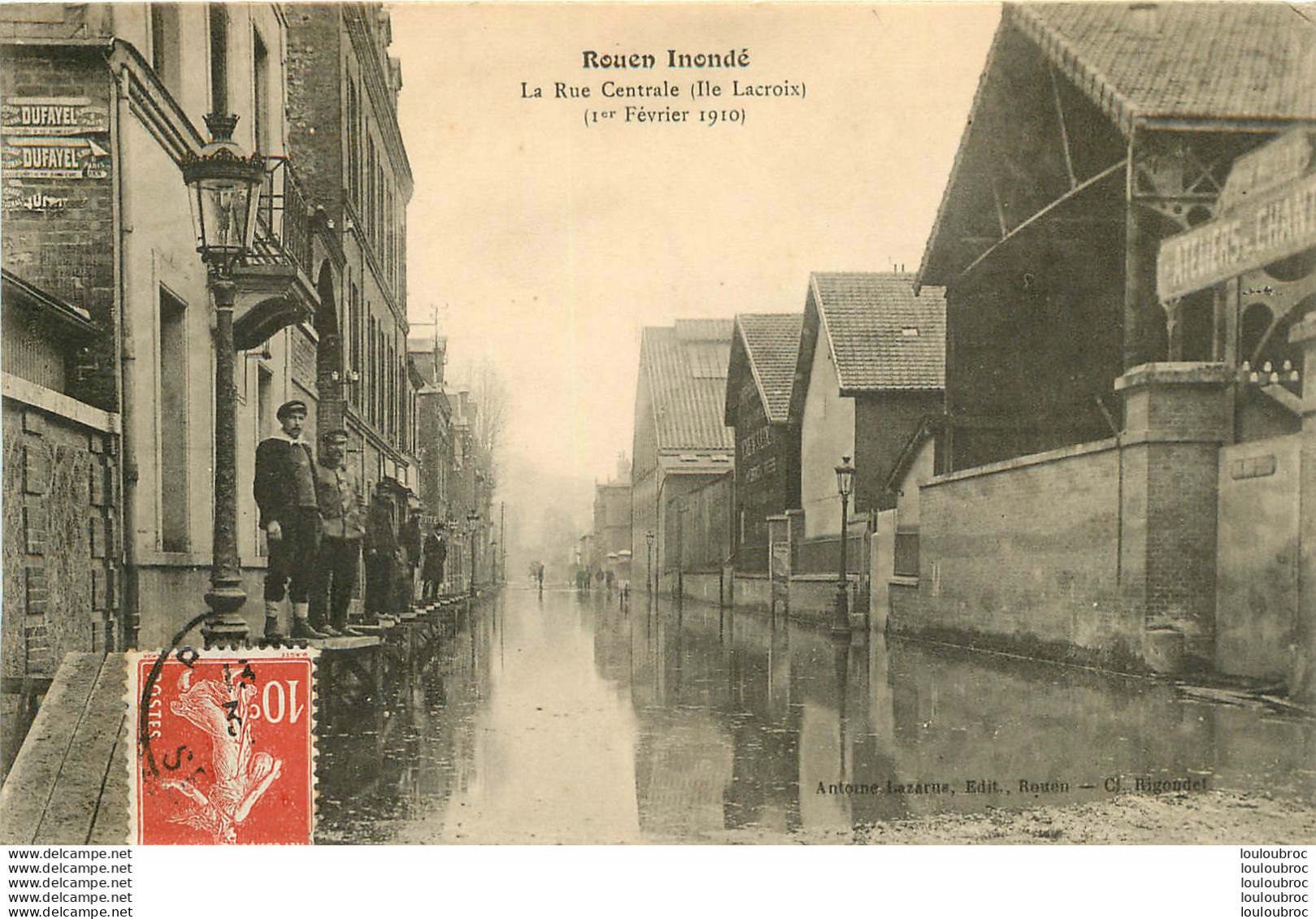 ROUEN INONDE LA RUE CENTRALE 1910 - Rouen