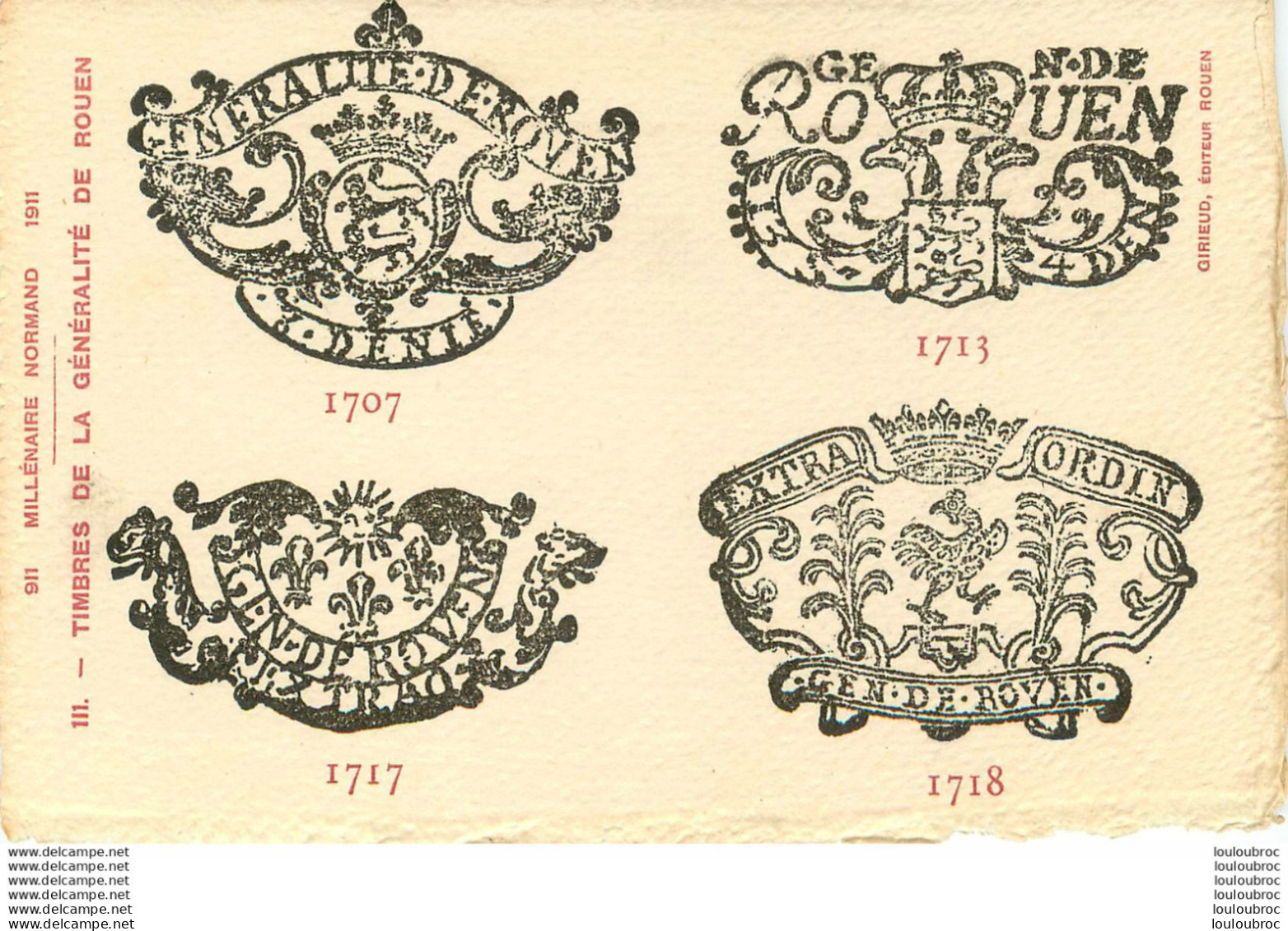 MILLENAIRE NORMAND TIMBRES DE LA GENERALITE DE ROUEN  N°3 - Algemene Zegels