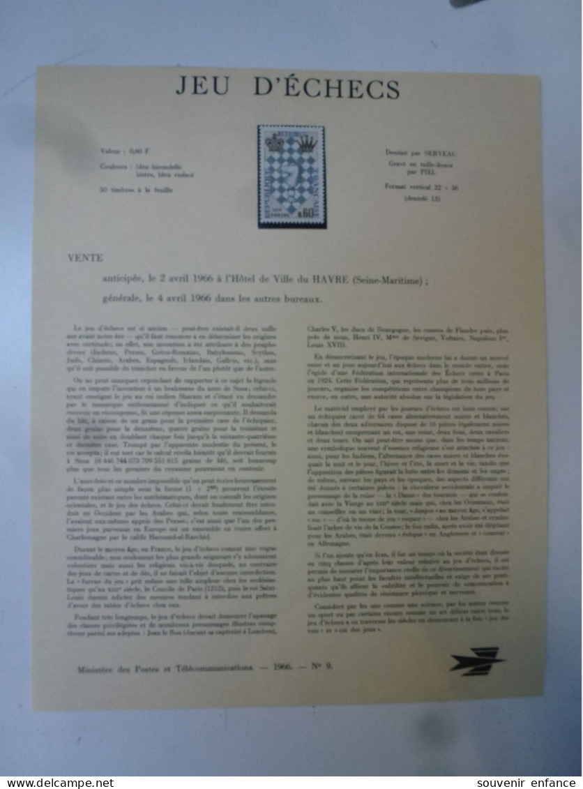 Ministère Des Postes Jeu D'Echecs Le Havre Seine Maritime 76 1966 - Documents Of Postal Services