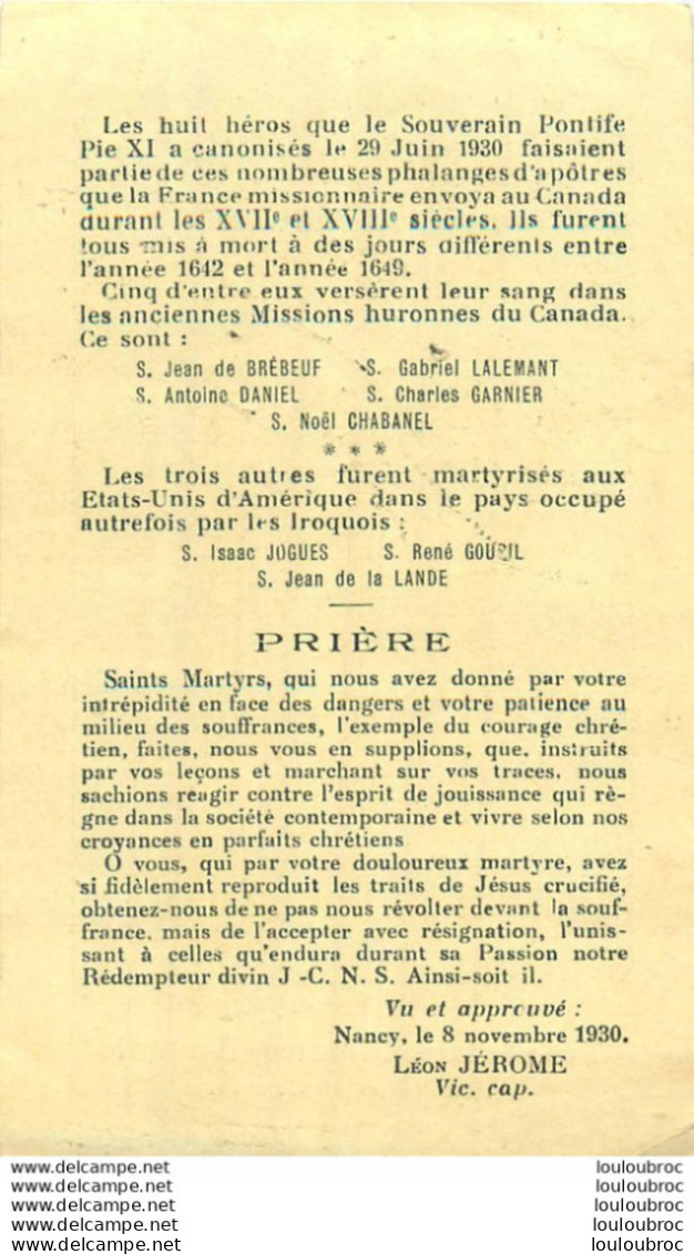 IMAGE PIEUSE CANIVET  1930 LES SAINTS JESUITES FRANCAIS Ref24 - Devotieprenten