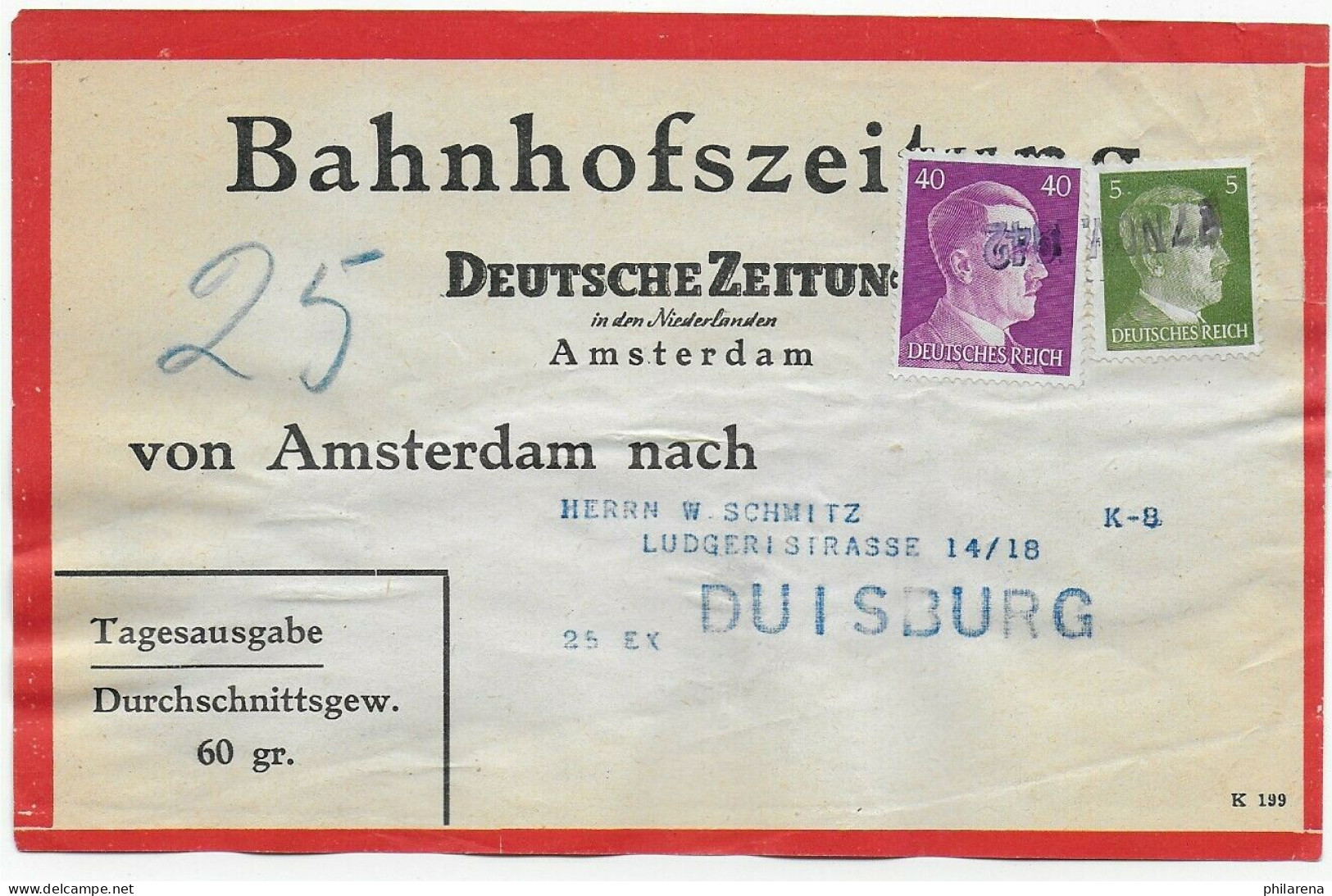 Bahnhofszeitung: 25 Stück Deutsche Zeitung, Niederlande 1942, Amsterdam Feldpost - Feldpost 2. Weltkrieg