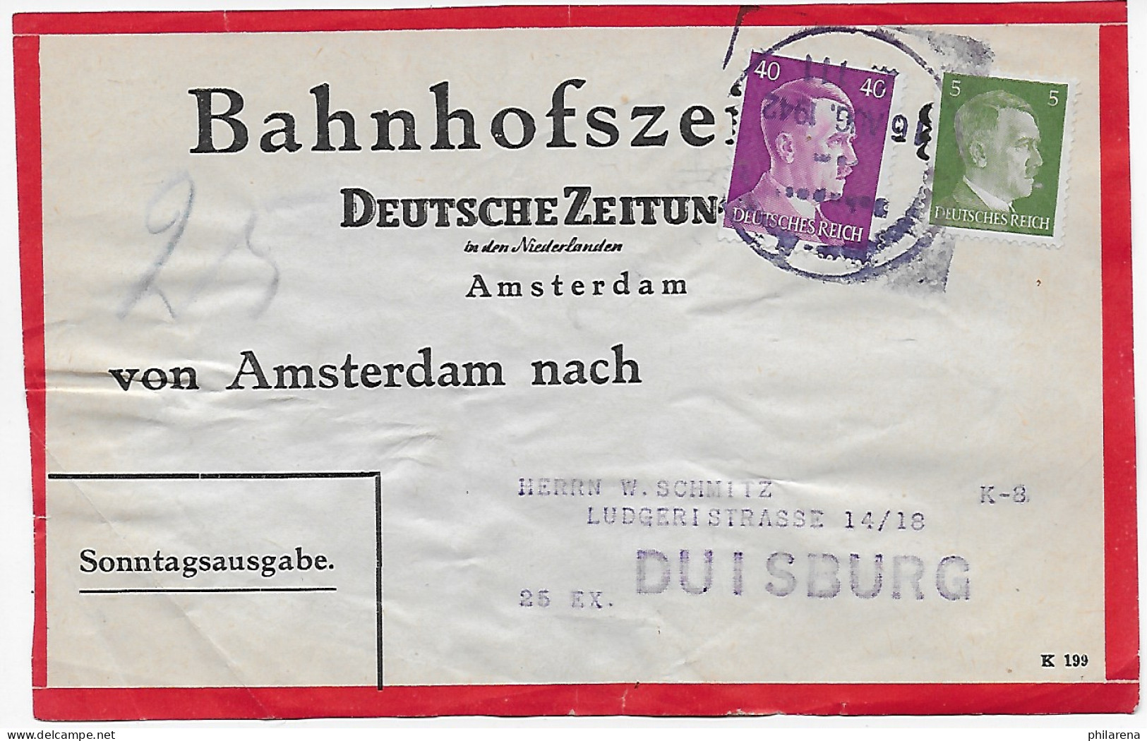 Bahnhofszeitung: Niederlande 1942, Amsterdam Feldpost, 25 Stück Deutsche Zeitung - Feldpost 2e Wereldoorlog