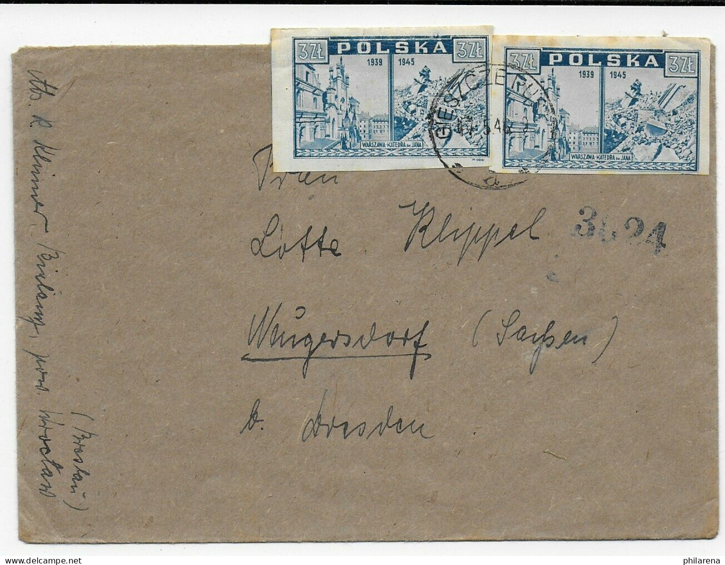 Brief 1946 Von Polen Nach Neugersdorf - Otros & Sin Clasificación
