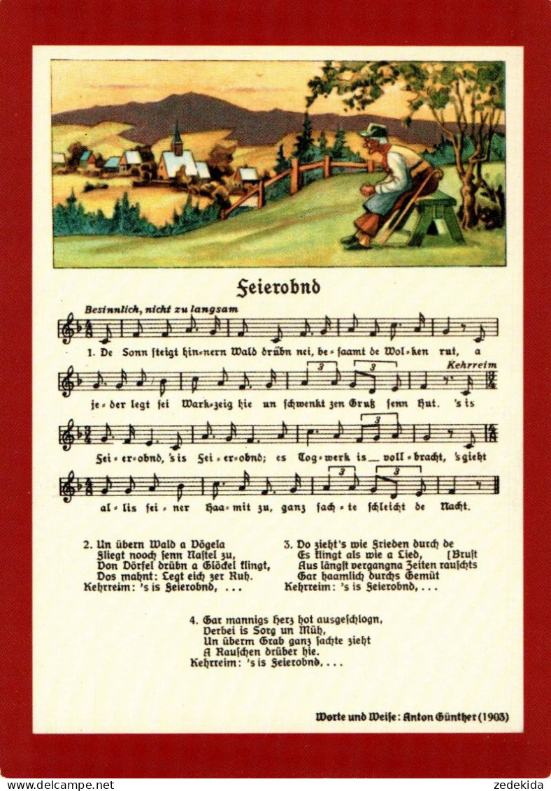 H1914 - Anton Günther Liedkarte - Feierobnd .. - Bild Und Heimat Reichenbach DDR - Musik Und Musikanten