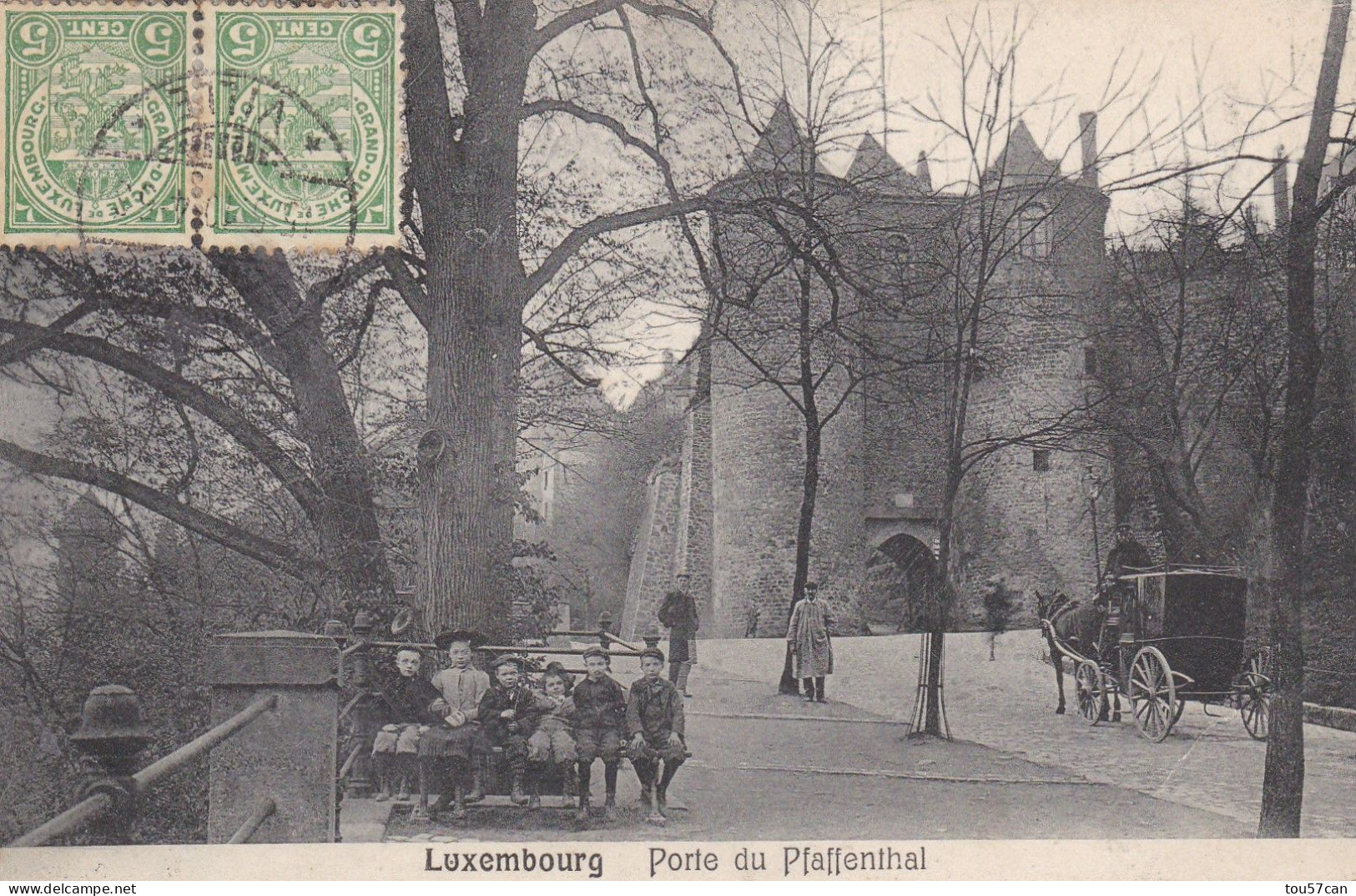 LUXEMBOURG  -  LUXEMBOURG  -  CPA  ANIMEE  DE  1910  -  PORTE  DU  PFAFFENTHAL  -  BEL AFFRANCHISSEMENT POSTAL. - Luxemburg - Town
