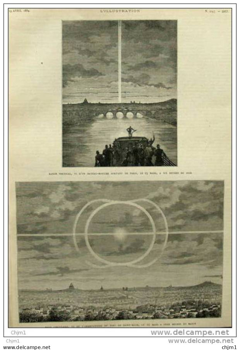 Halo-circulaire, Vu De L'observatoire Du Parc Saint-Maur - Page Original - 1884 - Historische Dokumente
