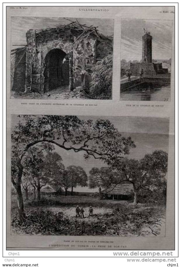 Expédition Du Tonkin -  La Visite De La Pagode - Page Original  1884 - Historische Dokumente