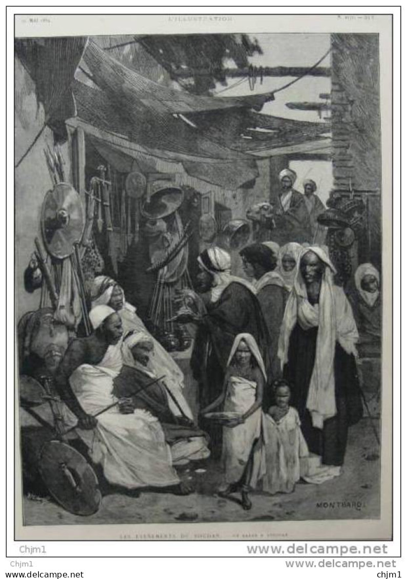 Les Evenements Du Soudan - Un Bazar A Assouan - Page Original  - 1884 - Historische Dokumente