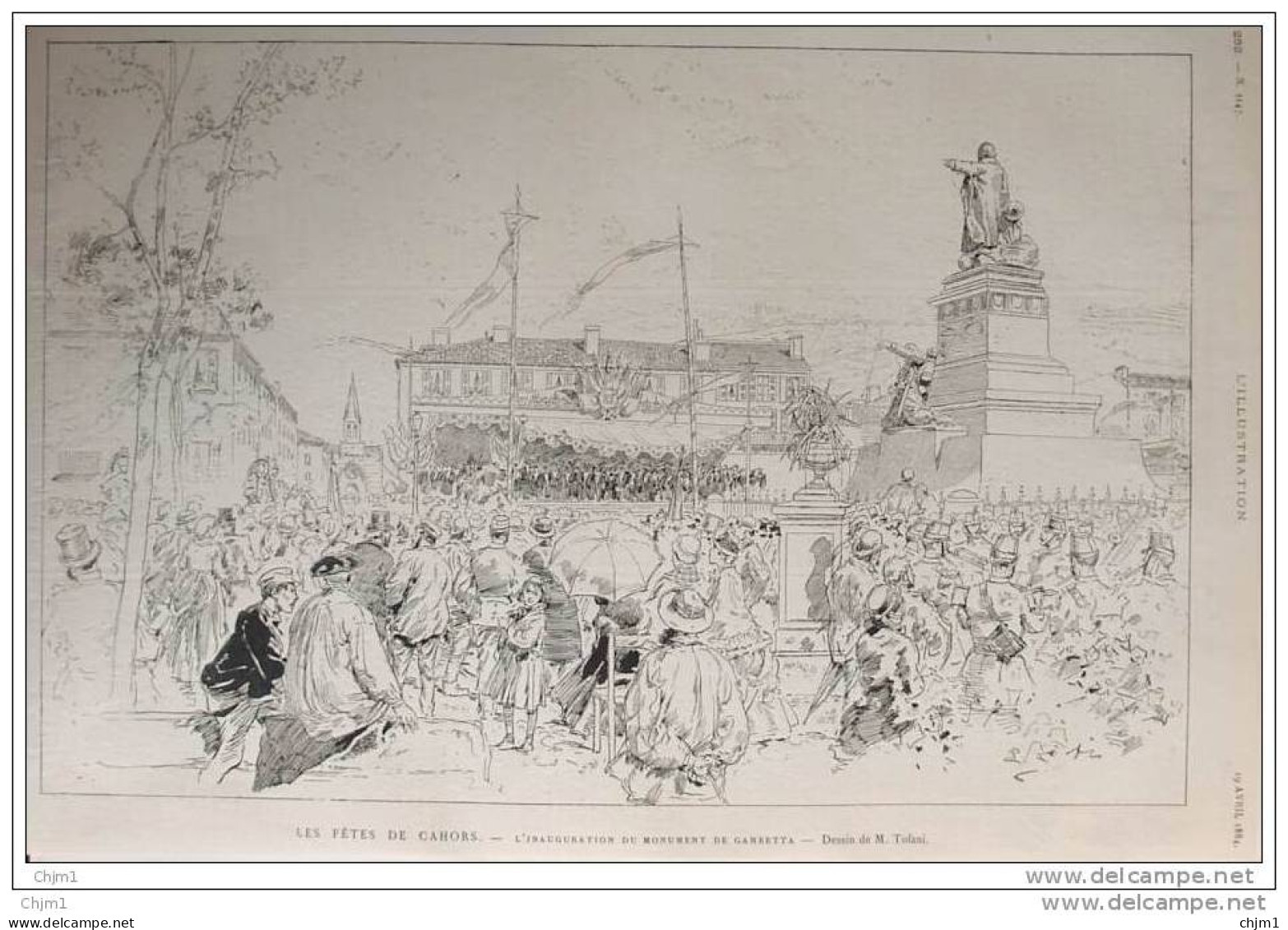 Les Fêtes De Cahors - L&acute;inauguration Du Monument De Gambetta - Page Original  - 1884 - Historische Dokumente