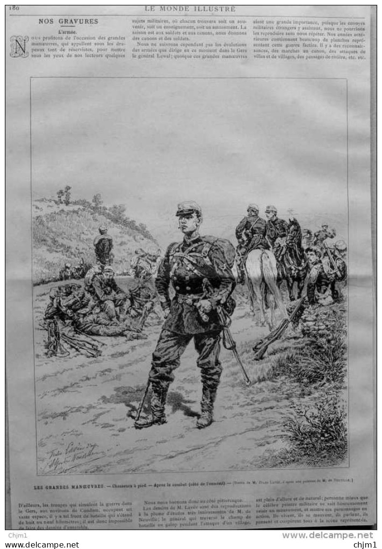 Les Grandes Manoeuvres - Chasseurs à Pied - Après Le Combat -  Page Original - 1884 - Historische Dokumente
