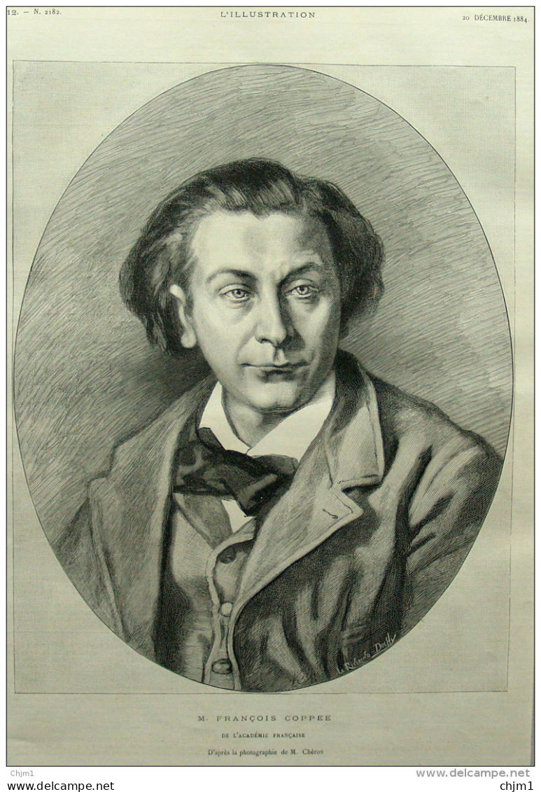 Francois Coppé - Page Original 1884 - Historische Dokumente