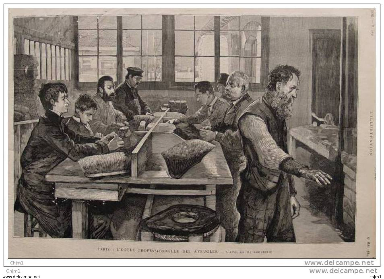 Paris - L&acute;ecole Professionelle Des Aveugles - L&acute;Atelier De Brosserie - Page Original  1884 - Historische Dokumente