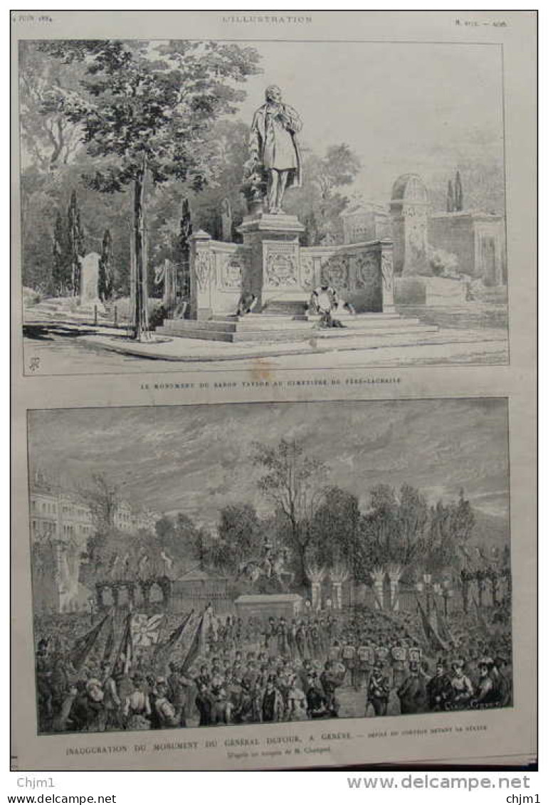 Inauguration Du Monument Du Général Dufour à Genève  - Page Original 1884 - Historical Documents