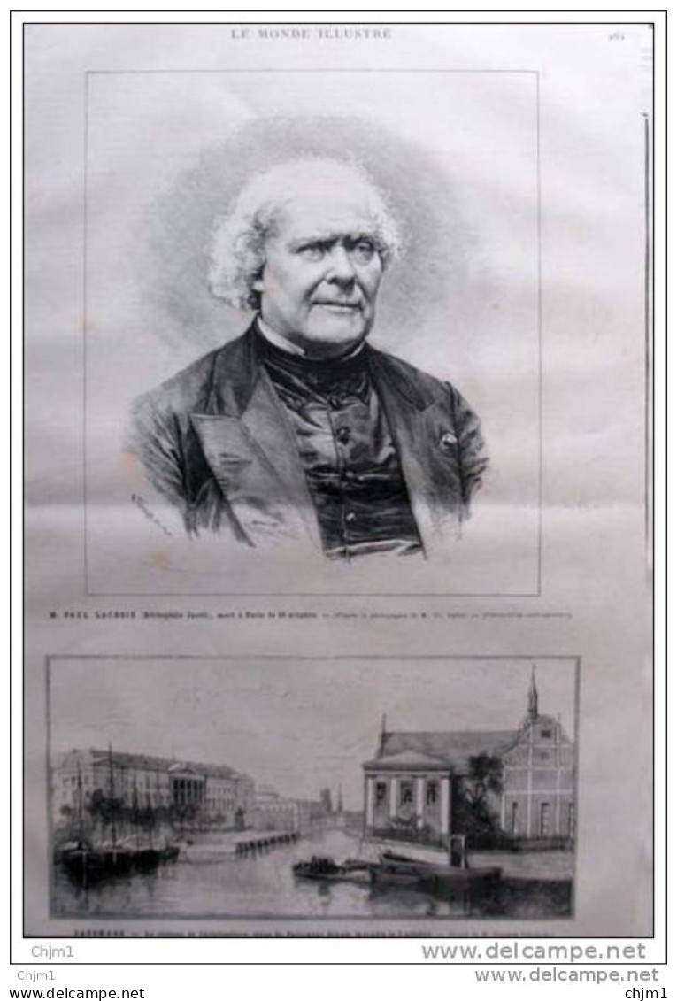 Paul Lacroix - Bibliophile Jacob - Mort à Paris - Château Christianborg - Danemark - Page Original 1884 - Historische Documenten
