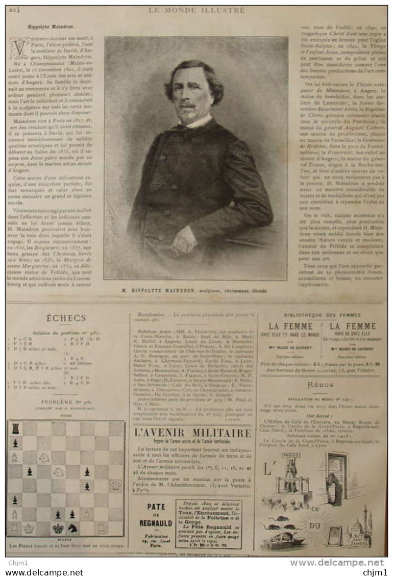 M. Hippolyte Maindron, Sculpteur - Page Original 1884 - Documents Historiques
