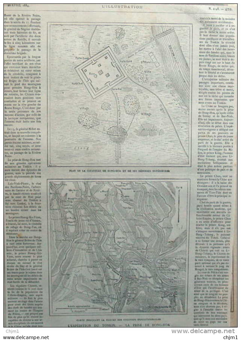 L'expédition Du Tonkin - La Prise De Hong-Hoa - Plan De La Citadelle De Hong-Hoa - Page Original 1884 - Historische Dokumente