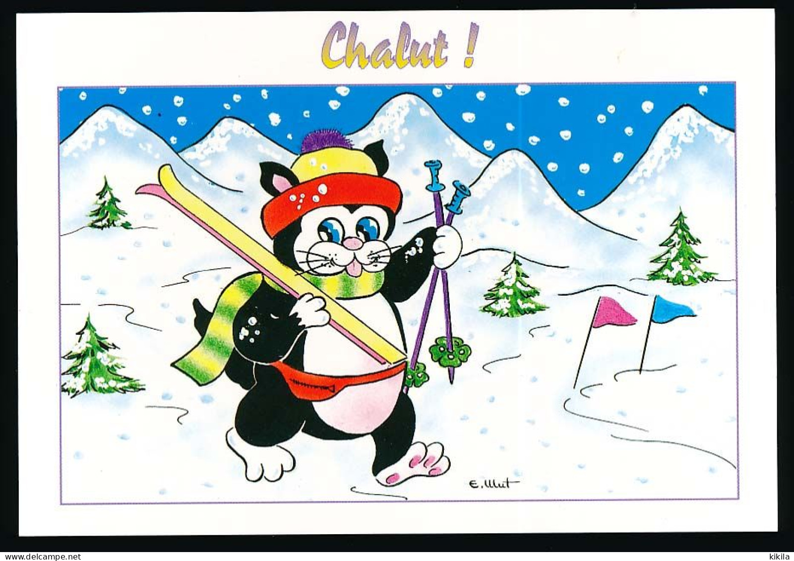CPSM / CPM 10.5 X 15 CHALUT! Illustrateur Edith Mut  Ski Slalom - Autres & Non Classés