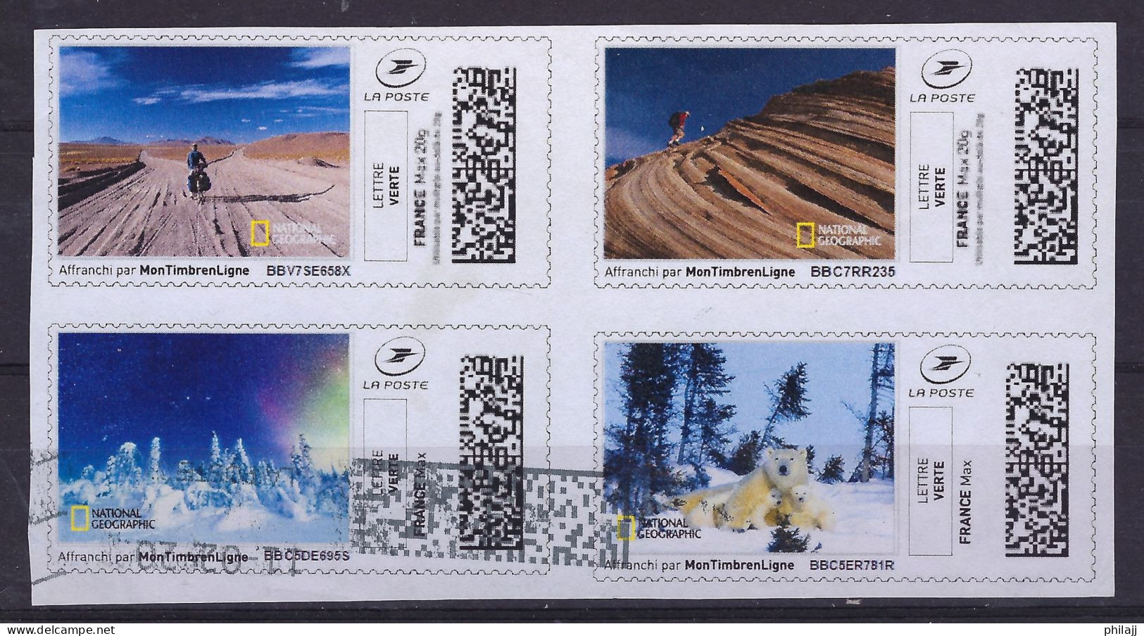 Série "Mon Timbre En Ligne" Bloc De 4 Oblitéré: "National Géographic" - Druckbare Briefmarken (Montimbrenligne)