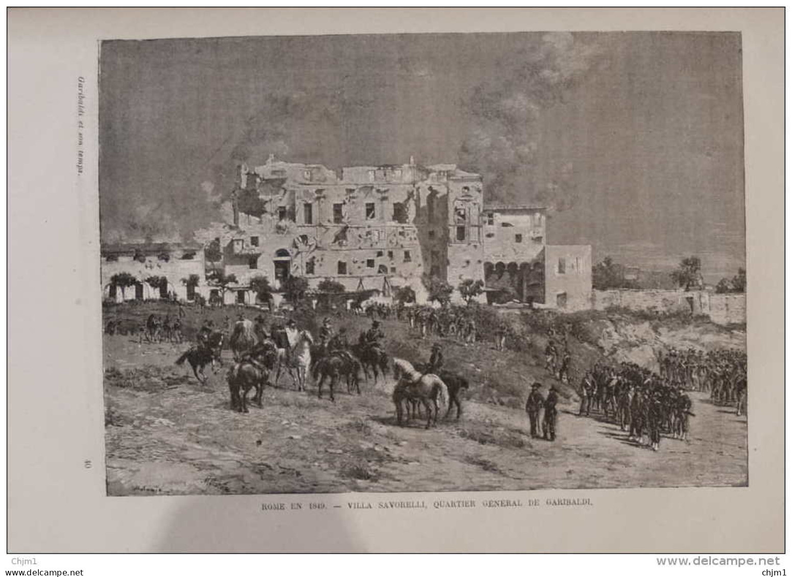 Villa Savorelli, Quartier Général De Garibaldi - Page Original 1884 - Documents Historiques