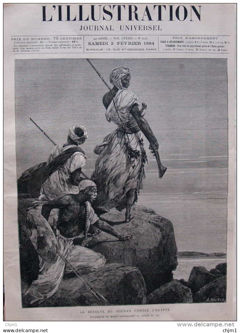 La Révolte Du Soudan Contre L'Égypte -eclaireurs Du Mahdi Surveillant La Vallée Du Nil - Page Original 1884 - Historische Dokumente