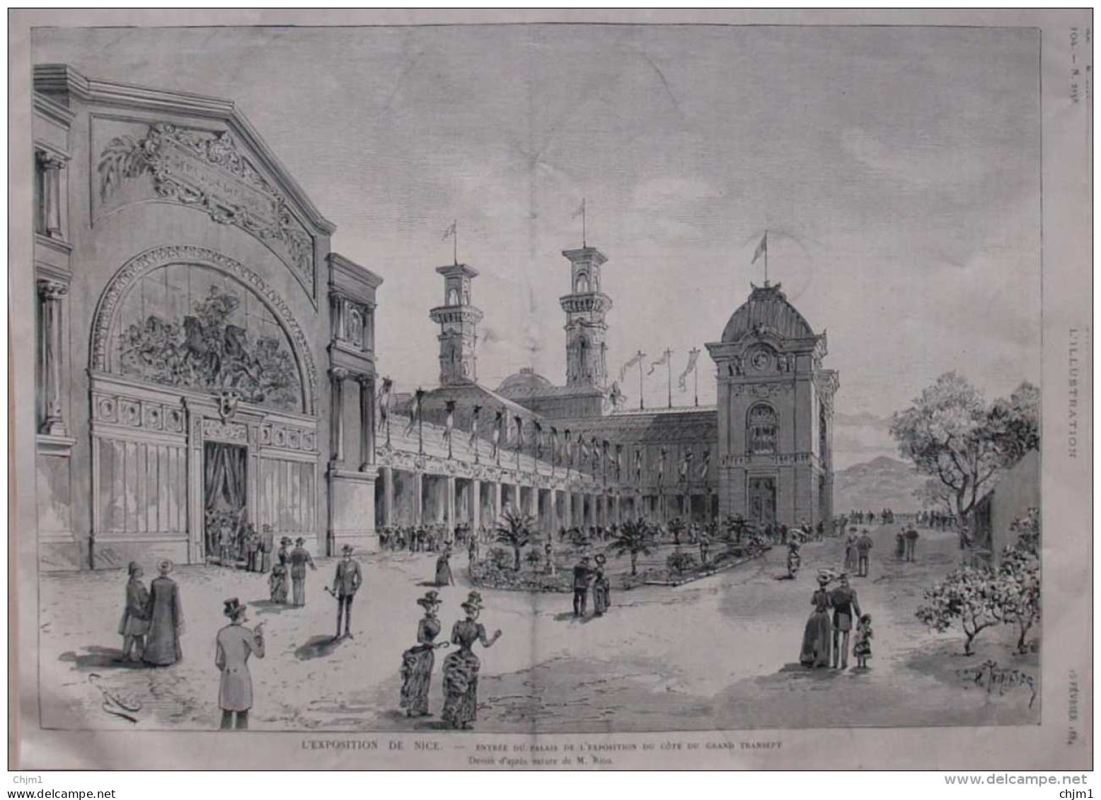 L'exposition De Nice  - Entrée Du Palais De L'exposition Du Côté Du Grand Transept - Page Original - 1884 - 2 - Historical Documents