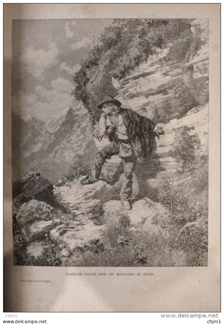 Garibaldi Fuyant Dans Les Montagnes De Sestri - Page Original 1884 - Documents Historiques