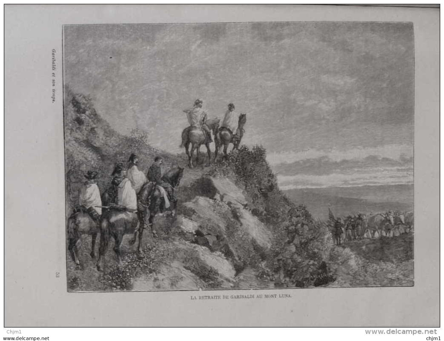 La Retraite De Garibaldi Au Mont Luna - Page Original 1884 - Documents Historiques