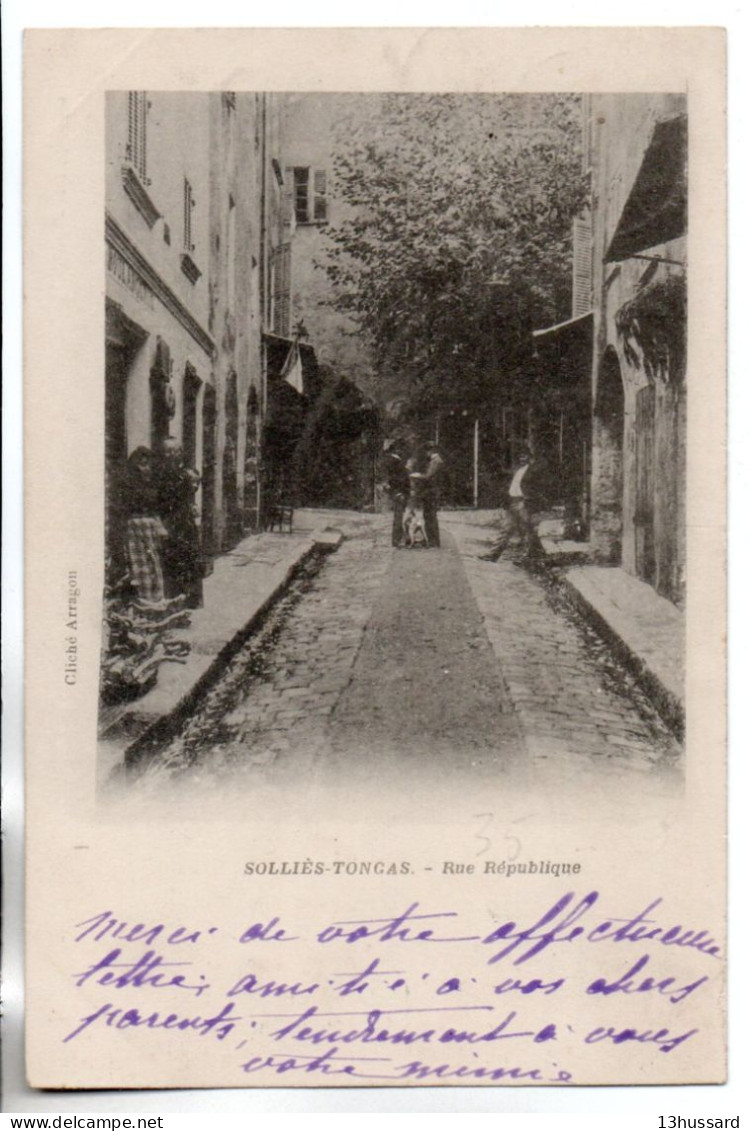 Carte Postale Ancienne Sollies Toncas - Rue République - Sollies Pont