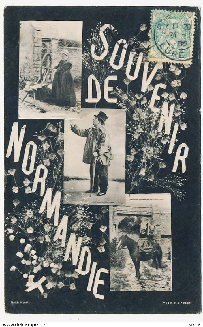 CPA 9 X 14 Costume Folklorique NORMANDIE (7) Souvenir De Normandie  Fileuse - Marc De Pomme - Fermières Cheval - Non Classés