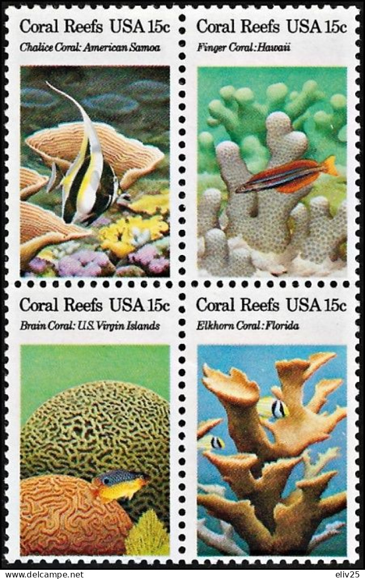 USA 1980, Corals - Block Of 4 V. MNH - Marine Life