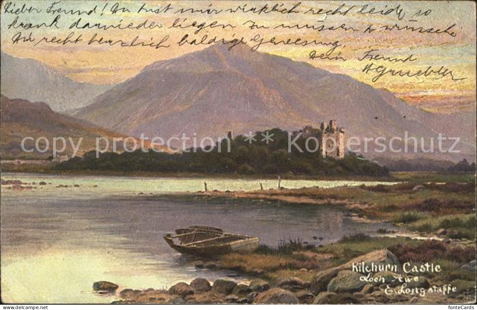 11774607 Loch Awe Kilchurn Castle Landscape Painting By E. Longstaffe Kuenstlerk - Other & Unclassified