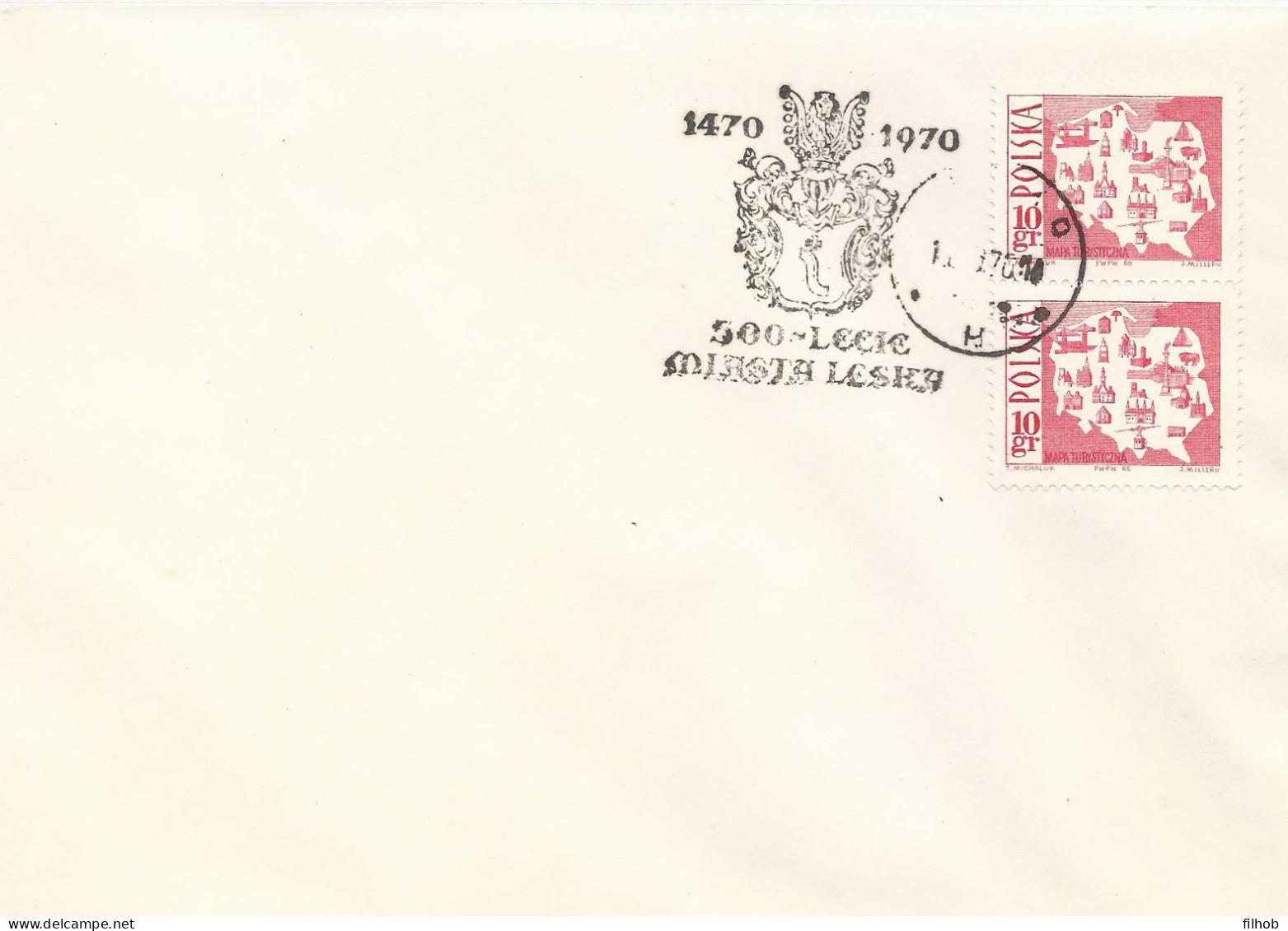 Poland Postmark D70.09.16 LESKO.02kop: 500 Y. City - Enteros Postales
